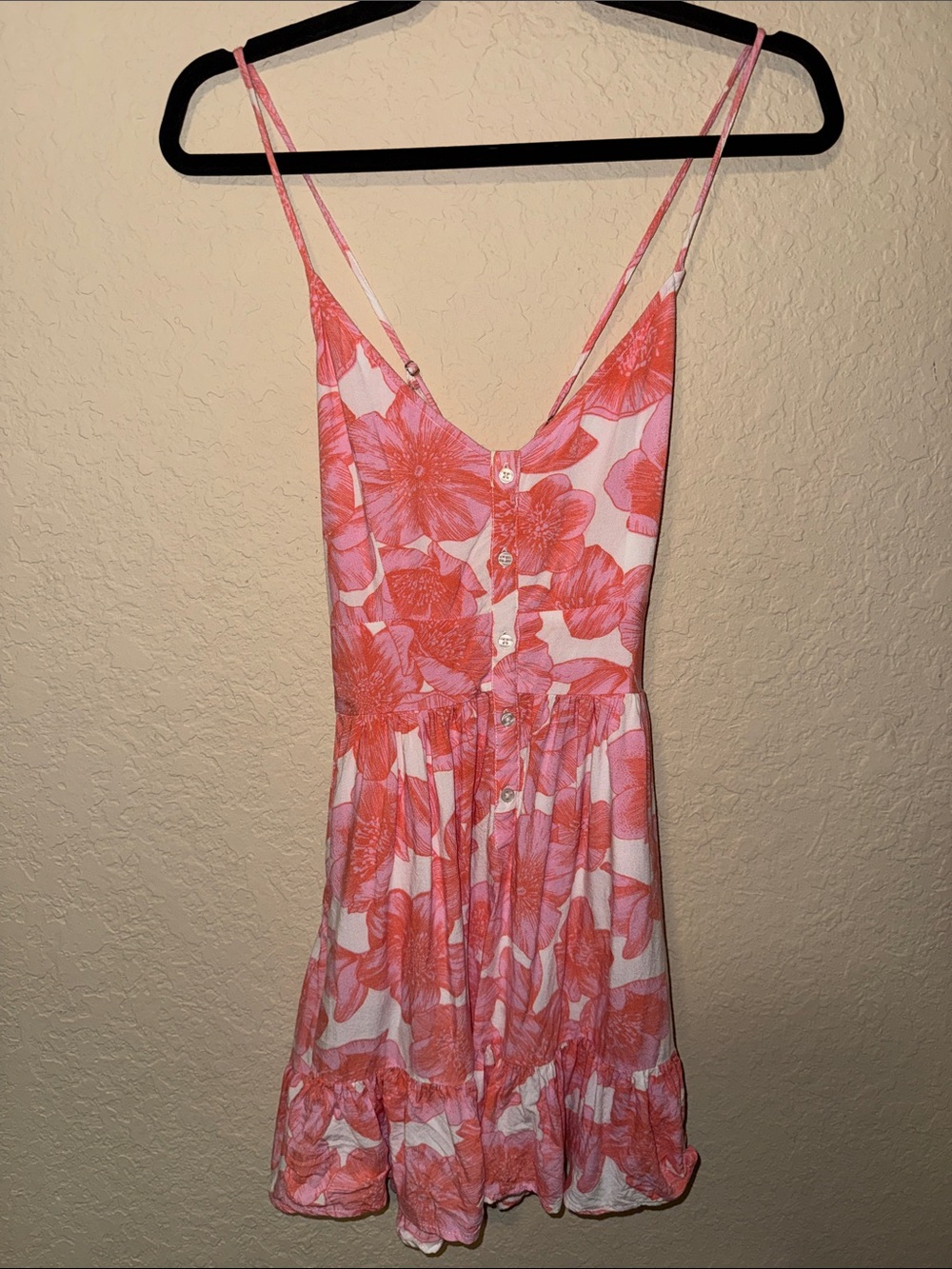 XIX Palms Coral Pink Floral Women’s Dress